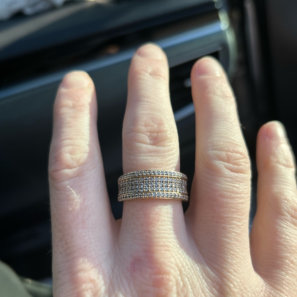 Solid 10k Yellow Gold Wide All Natural Diamond Band Unisex Size 10.5